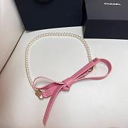 Chanel Pearl Belt With a Pink Leather Bow - 1