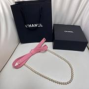 Chanel Pearl Belt With a Pink Leather Bow - 3