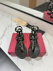 Valentino Rockstud Black Stud Flat Sandal - 2