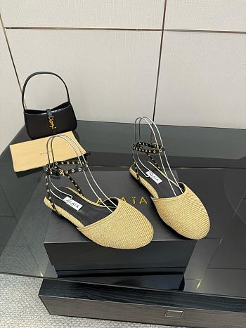 Alaïa Beige Paper Straw Ballerina Flats
