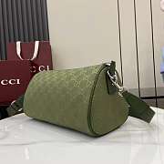 Gucci GG Canvas Small Cylinder Bag Green 30x16x16cm - 5