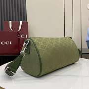 Gucci GG Canvas Small Cylinder Bag Green 30x16x16cm - 4