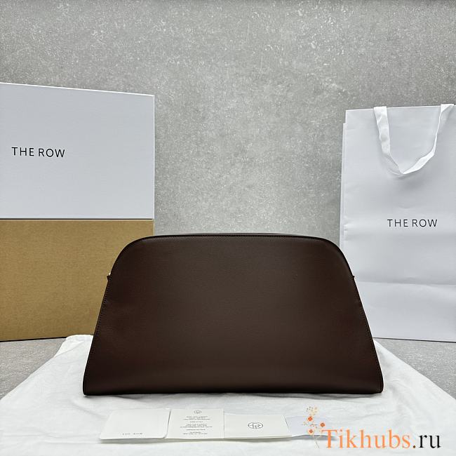 The Row Margaux Buckled Leather Dark Brown Clutch 43x20x24cm - 1