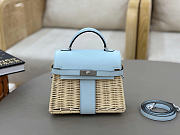Hermes Kelly Picnic Mini Bag Light Blue Silver 19cm - 1