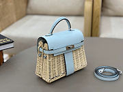 Hermes Kelly Picnic Mini Bag Light Blue Silver 19cm - 3