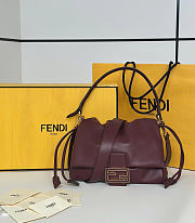 Fendi Mamma Baguette Medium Burgundy Leather Bag 26.5x18x8.5cm - 1