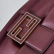 Fendi Mamma Baguette Medium Burgundy Leather Bag 26.5x18x8.5cm - 3