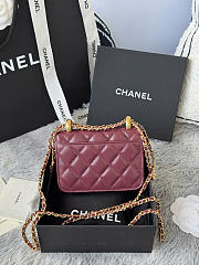 Chanel Mini Flap Bag Burgundy Lambskin Gold 12cm - 5