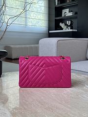 Chanel Flap Bag Chevron Fuchsia Pink Lambskin Silver 25cm - 5