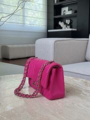 Chanel Flap Bag Chevron Fuchsia Pink Lambskin Silver 25cm - 4