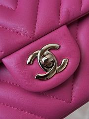 Chanel Flap Bag Chevron Fuchsia Pink Lambskin Silver 25cm - 3