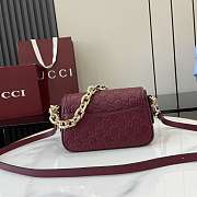 Gucci GG Emblem Small Shoulder Bag Red 20.5x13x7cm - 4