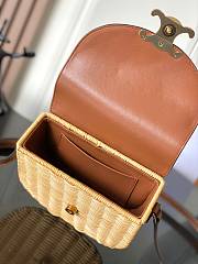Celine Besace Raffia Calfskin Triomphe 18.5cm - 2