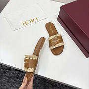 Dior Dioriviera D-Lane Camel Raffia Slide  - 5