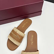 Dior Dioriviera D-Lane Camel Raffia Slide  - 4