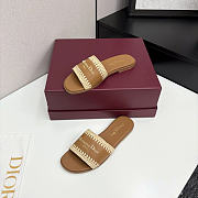 Dior Dioriviera D-Lane Camel Raffia Slide  - 3