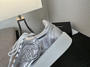 Chanel Silver Metallic Sneakers - 2
