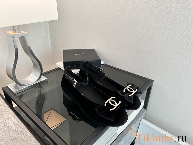 Chanel Velvet Ballerinas with Bow - 1