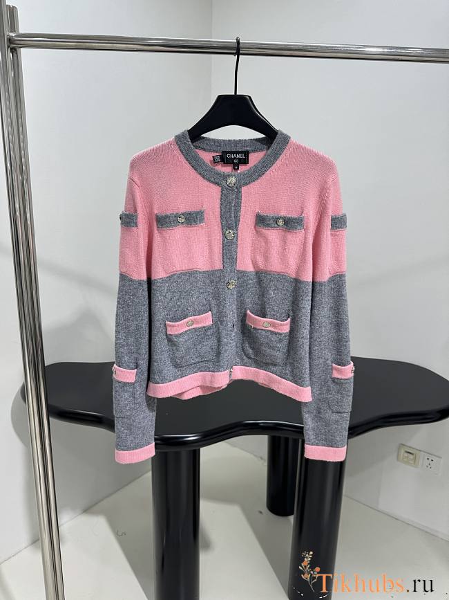 Chanel Grey Pink Cardigan - 1