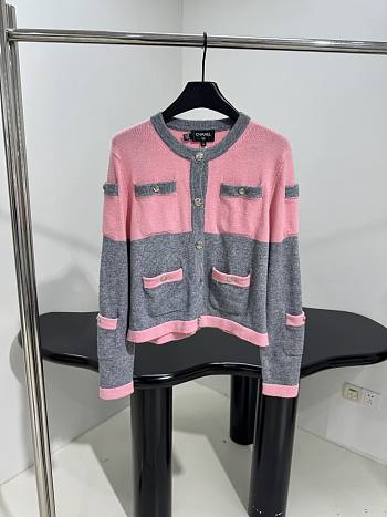 Chanel Grey Pink Cardigan