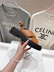 Prada Leather Crisscross Brown Sandals - 4