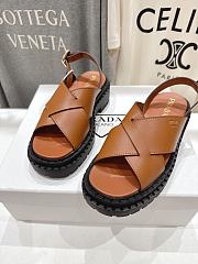 Prada Leather Crisscross Brown Sandals - 3