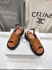 Prada Leather Crisscross Brown Sandals - 2