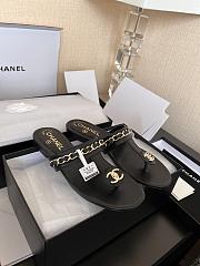 Chanel Chain Thong Black Sandals - 1