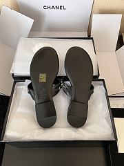 Chanel Chain Thong Black Sandals - 5