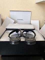 Chanel Chain Thong Black Sandals - 4