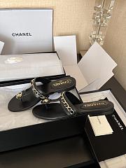 Chanel Chain Thong Black Sandals - 3