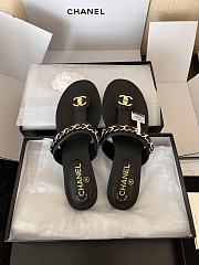 Chanel Chain Thong Black Sandals - 2