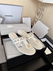 Chanel Chain Thong White Sandals - 1