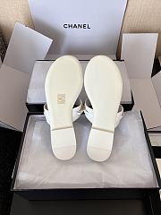 Chanel Chain Thong White Sandals - 5