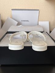 Chanel Chain Thong White Sandals - 2