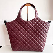 YSL Icare Maxi Shopping Bag Lambskin Red Wine 58x43x8cm - 4