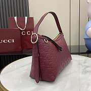Gucci Emblem Medium Shoulder Bag Red Wine 30x19x11cm - 3