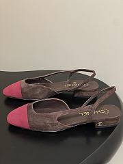 Chanel Slingback Suede Brown Pink Flats - 2