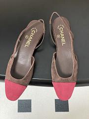 Chanel Slingback Suede Brown Pink Flats - 3