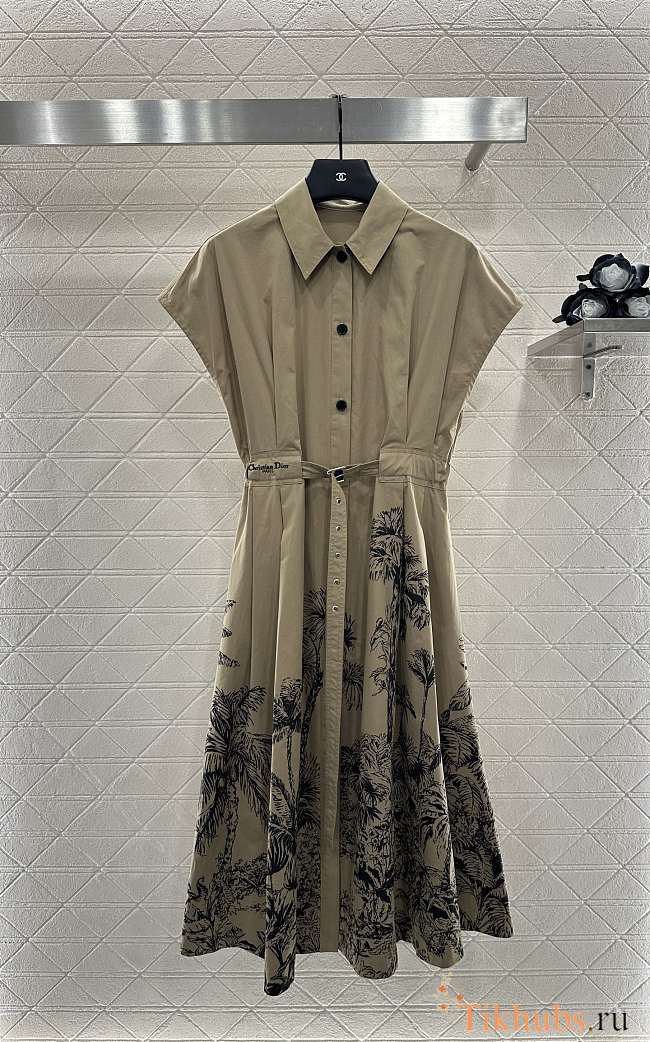Dioriviera Mid-Length Belted Shirtdress Beige Cotton - 1