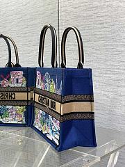 Dior Souvenir Medium Dior Book Tote Raffia Blue 36cm - 4