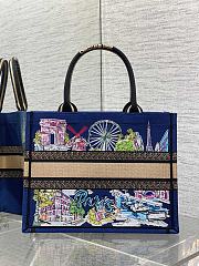 Dior Souvenir Medium Dior Book Tote Raffia Blue 36cm - 3