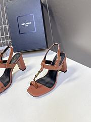 YSL Cassandra 75 Leather Sandals Brown 7.5cm - 5