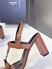 YSL Cassandra 75 Leather Sandals Brown 7.5cm - 4