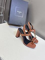 YSL Cassandra 75 Leather Sandals Brown 7.5cm - 3