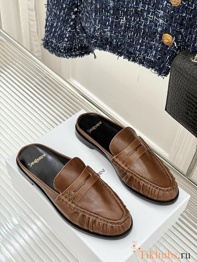 YSL Le Brown Loafer Mules - 1