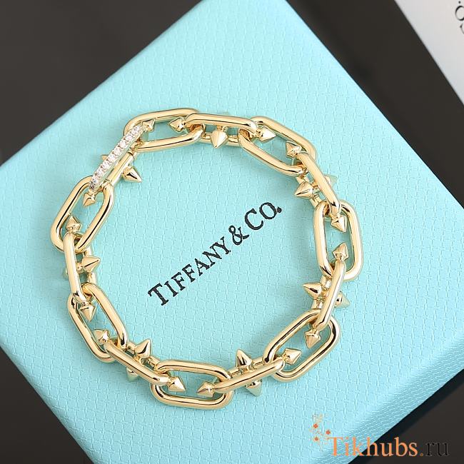 Tiffany Co Clasp Bracelet Gold with Diamonds - 1