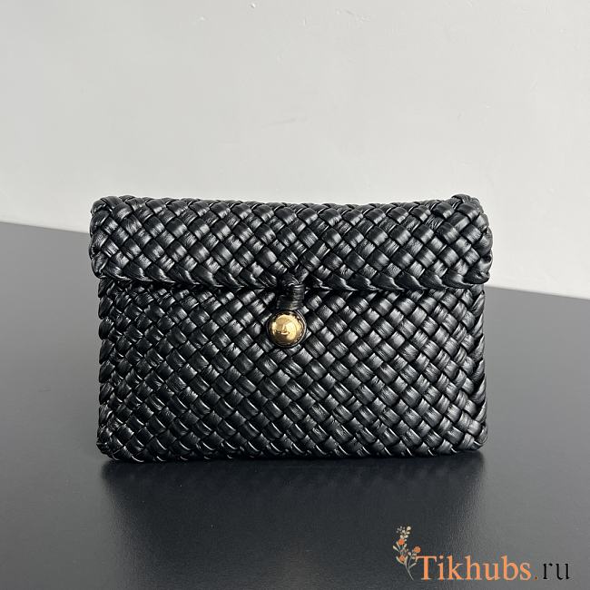 Bottega Veneta Woven Leather Black Clutch 20x15x5cm - 1