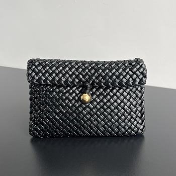Bottega Veneta Woven Leather Black Clutch 20x15x5cm