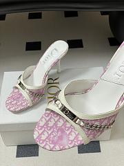 Dior Tricolor Canvas Pink Slide Sandals 10cm - 5